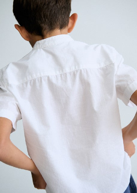 Camisa m/c cuello mao         Blanco