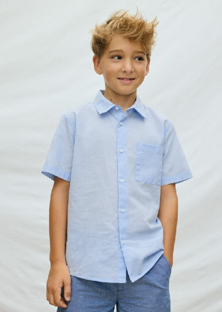 Camisa m/c cuello camisero    Celeste