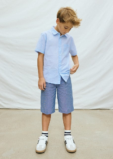 Camisa m/c cuello camisero    Celeste