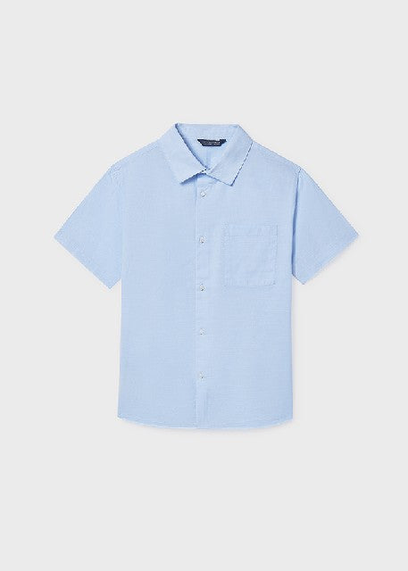 Camisa m/c cuello camisero    Celeste