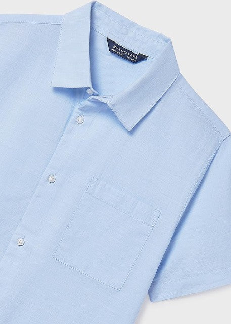 Camisa m/c cuello camisero    Celeste