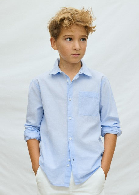 Camisa m/l cuello camisero    Celeste