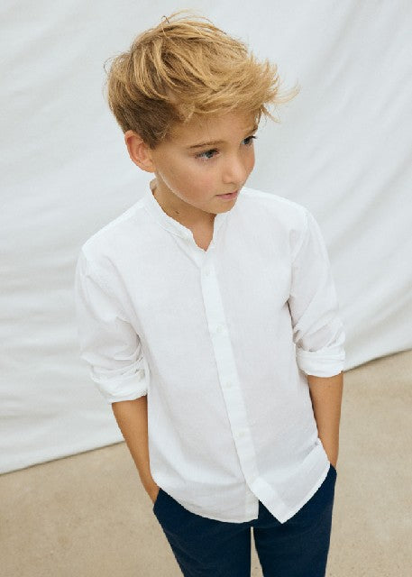 Camisa m/l cuello mao         Blanco