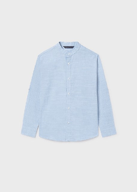 Camisa m/l cuello mao         Celeste