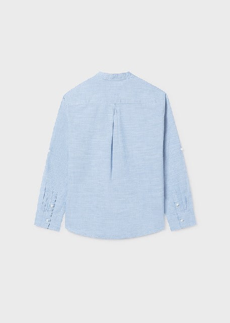 Camisa m/l cuello mao         Celeste