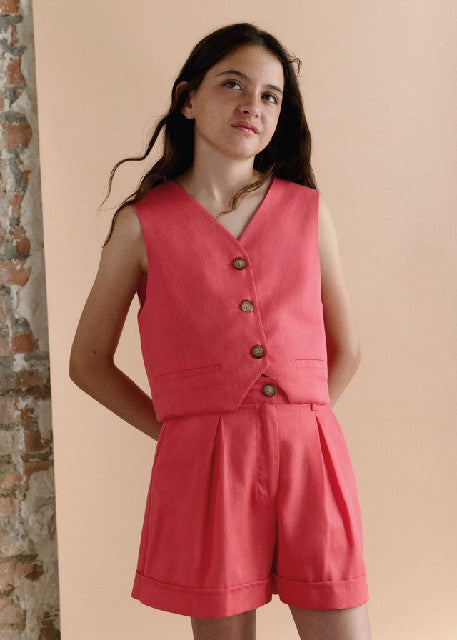 Pantalon corto imitacion lino Coral