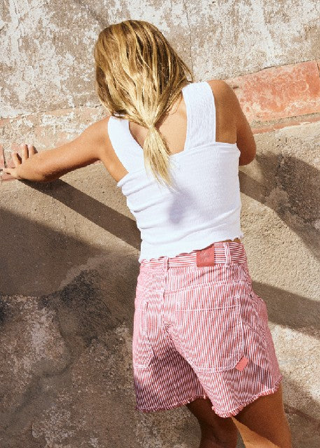 Pantalon corto rayas tejanas  Cereza