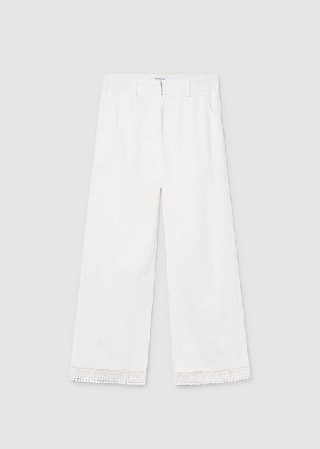Pantalon largo cinta bordada  Crudo