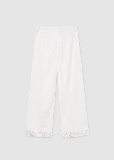 Pantalon largo cinta bordada  Crudo