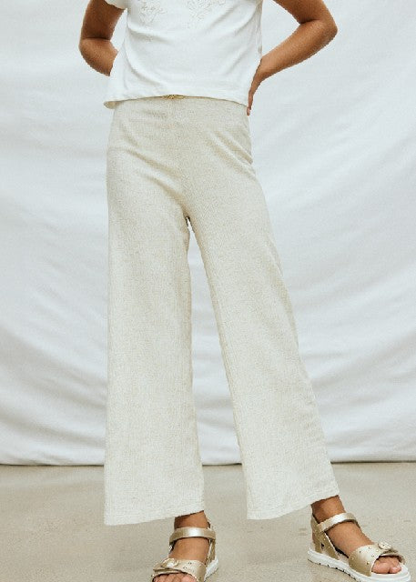Pantalon largo imitacion lino Lino