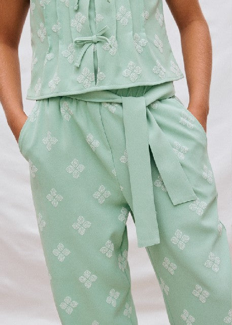 Pantalon largo estampado      Salvia