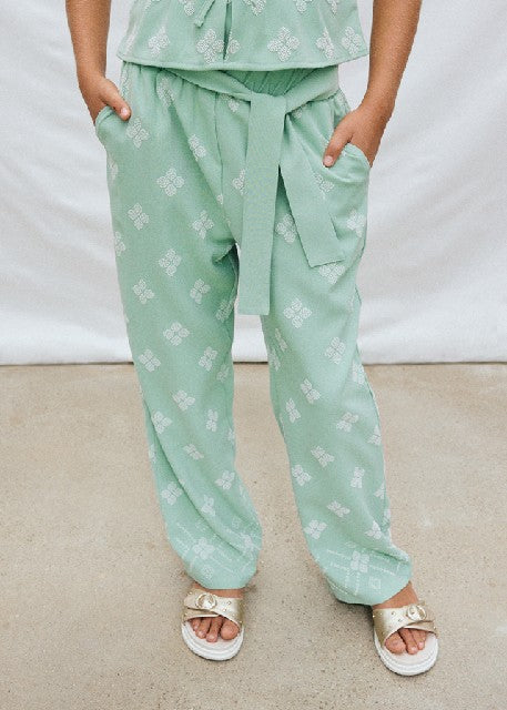 Pantalon largo estampado      Salvia
