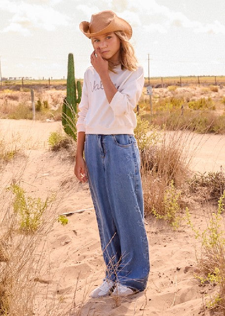 Pantalon largo tejano fluido  Medio