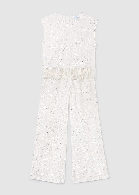 Conj. pantalon largo strass   Crudo