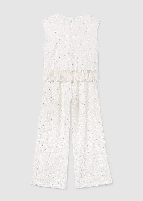 Conj. pantalon largo strass   Crudo