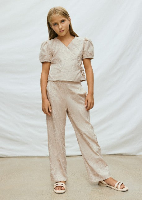 Conj. pantalon largo bordado  Arena