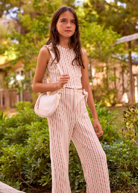 Conj. pantalon largo rayas    Crd-coral