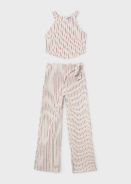 Conj. pantalon largo rayas    Crd-coral