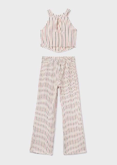 Conj. pantalon largo rayas    Crd-coral
