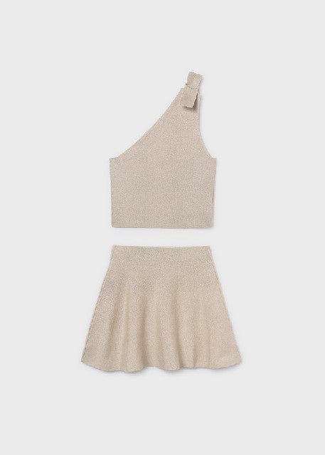 Conj. falda tricot ojetes     Arena