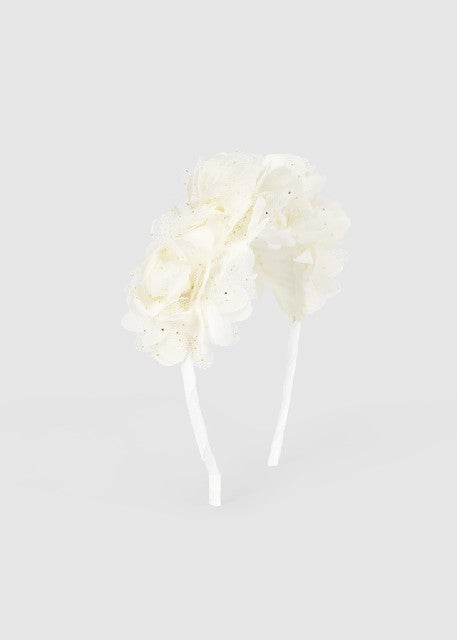 Diadema flores tul            Crudo