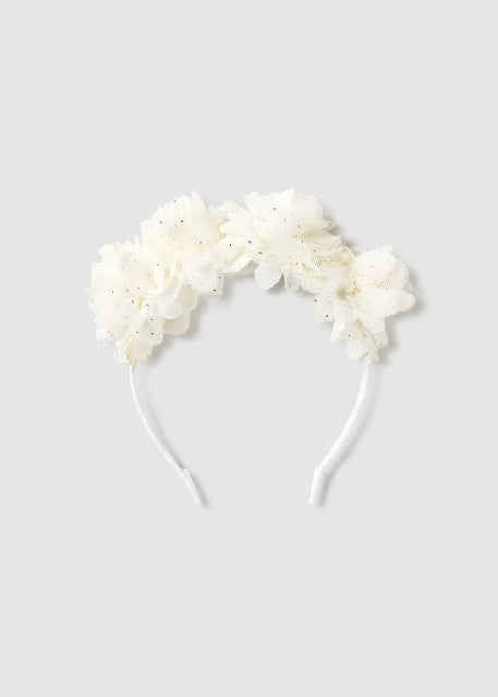 Diadema flores tul            Crudo
