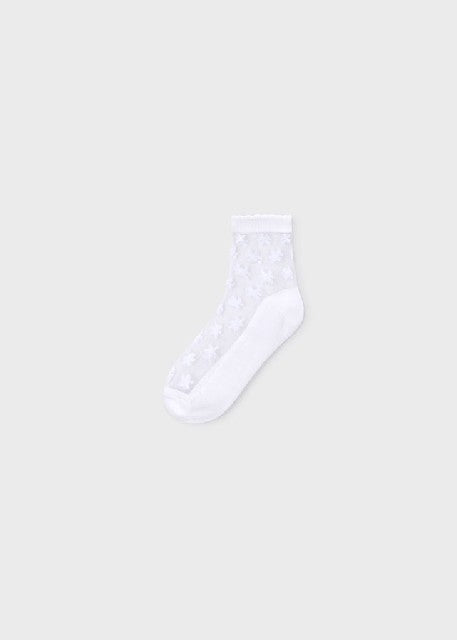 Calcetin flores               Blanco