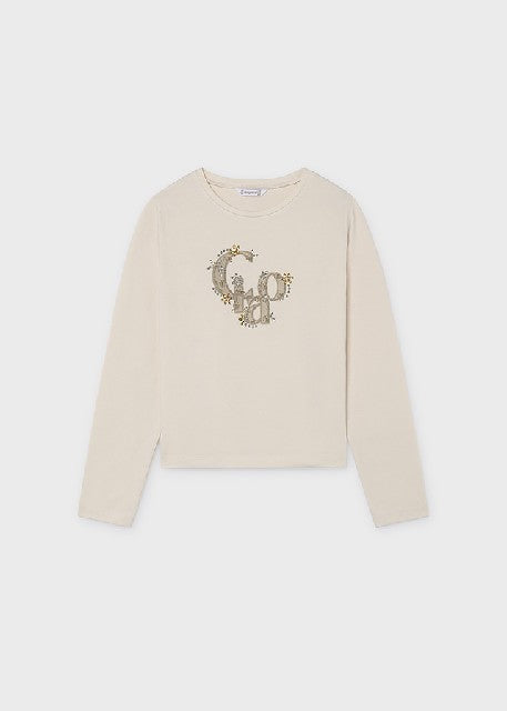 Camiseta m/l basica Crema