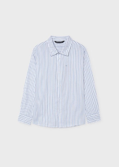 Camisa m/l basica Bco-celest