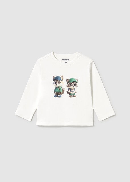 Camiseta m/l amigos           Nata