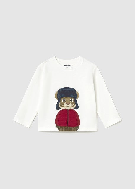 Camiseta m/l animal play Nata-rojo