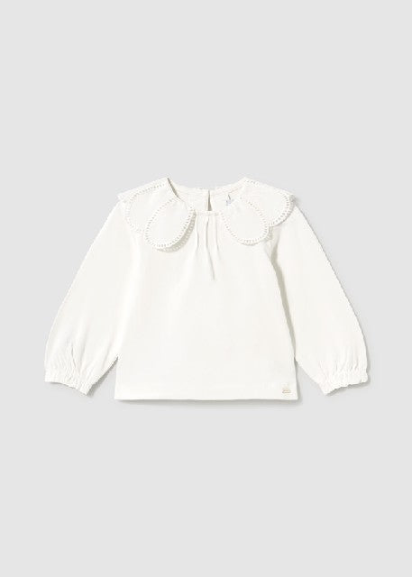 Camiseta m/l cuello plana     Crudo