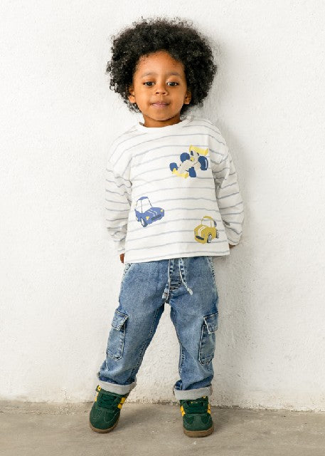 Pantalon soft denim cargo     Claro