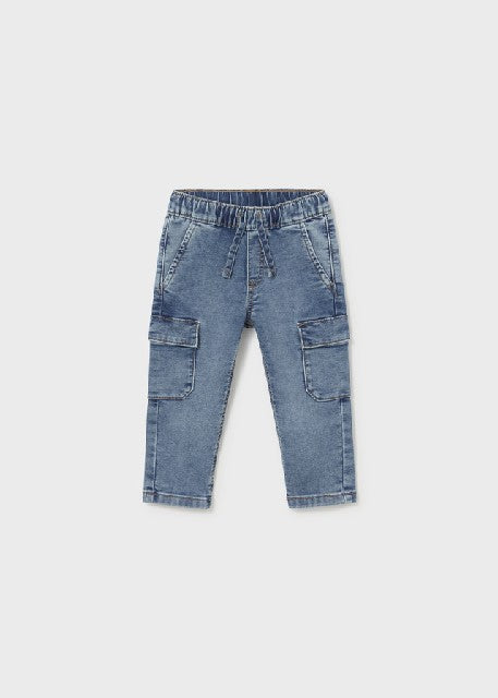 Pantalon soft denim cargo     Claro