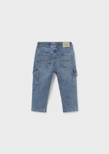 Pantalon soft denim cargo     Claro