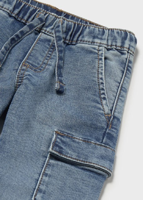 Pantalon soft denim cargo     Claro