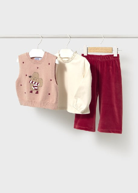 Conj. pantalon chaleco tricot Rooibos