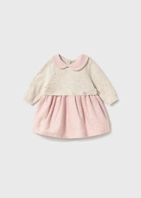 Vestido tricot combinado      Rosa