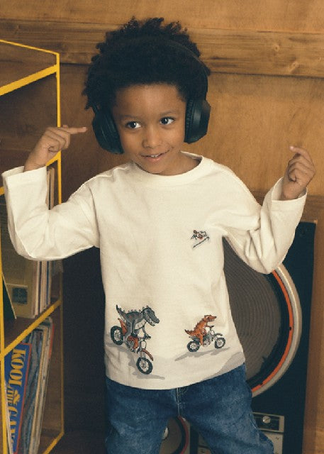 Camiseta m/l posicionado Nata-motos