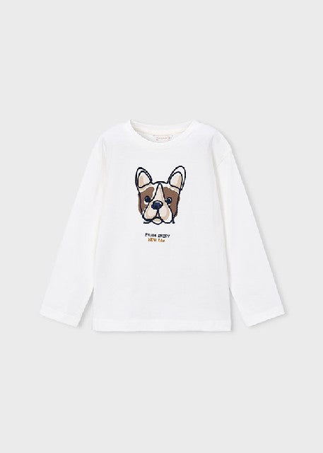 Camiseta m/l bordado Nata