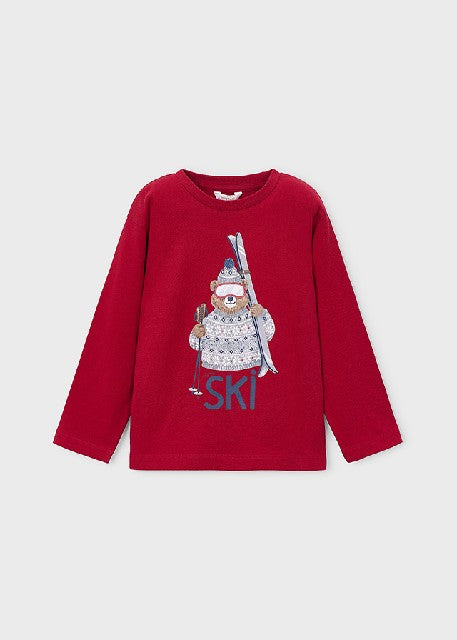 Camiseta m/l print oso ski    Rojo