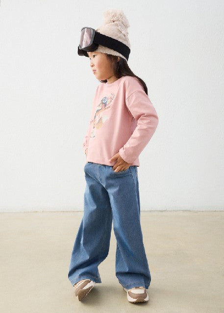 Pantalon largo knit denim Claro