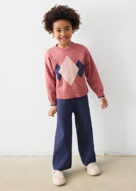 Conj. pantalon largo tricot Rosaceo