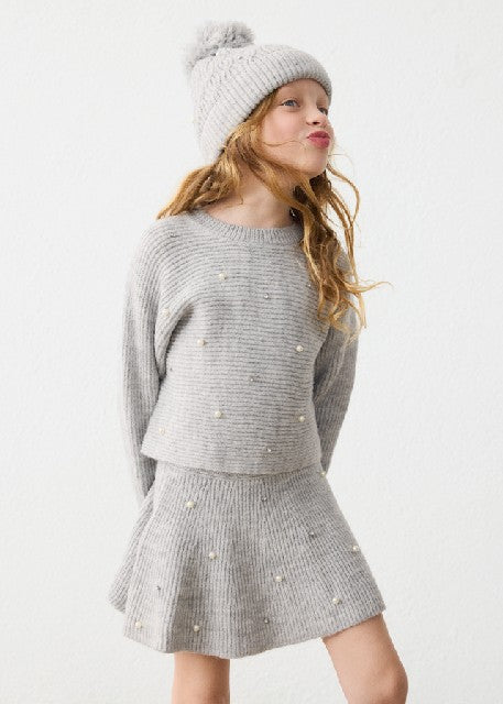 Falda tricot perlas Gris