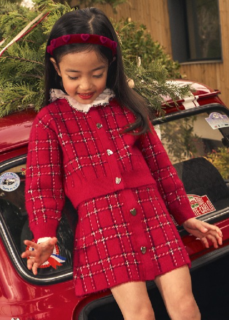 Conj. falda tricot pelo Rojo