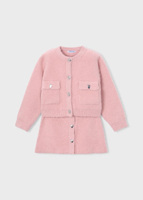 Conj. falda tricot pelo Pastel