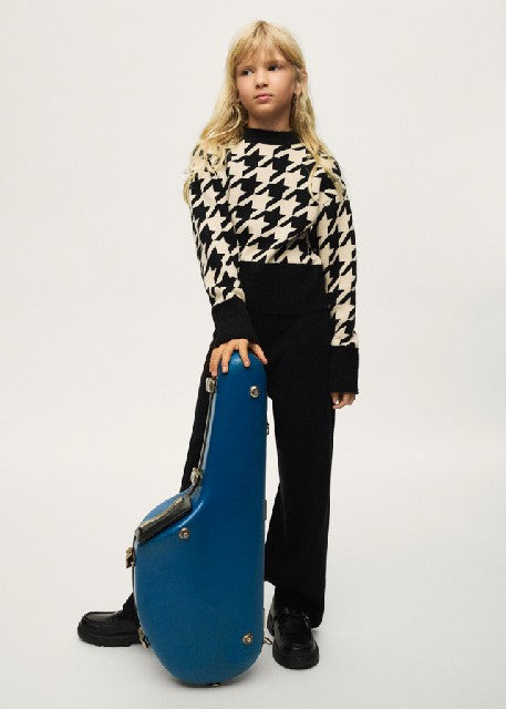 Conj. pantalon tricot jacquar Negro
