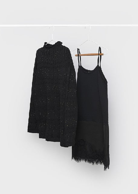 Vestido tricot encaje         Negro