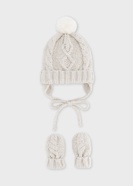Conj. gorro manoplas tricot Milk