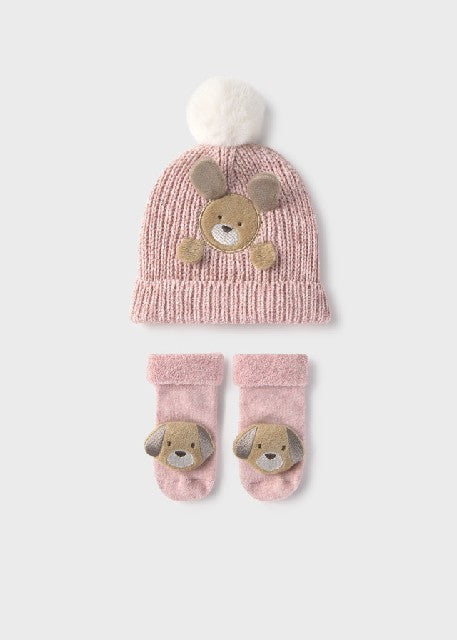 Set gorro y calcetines Rosa